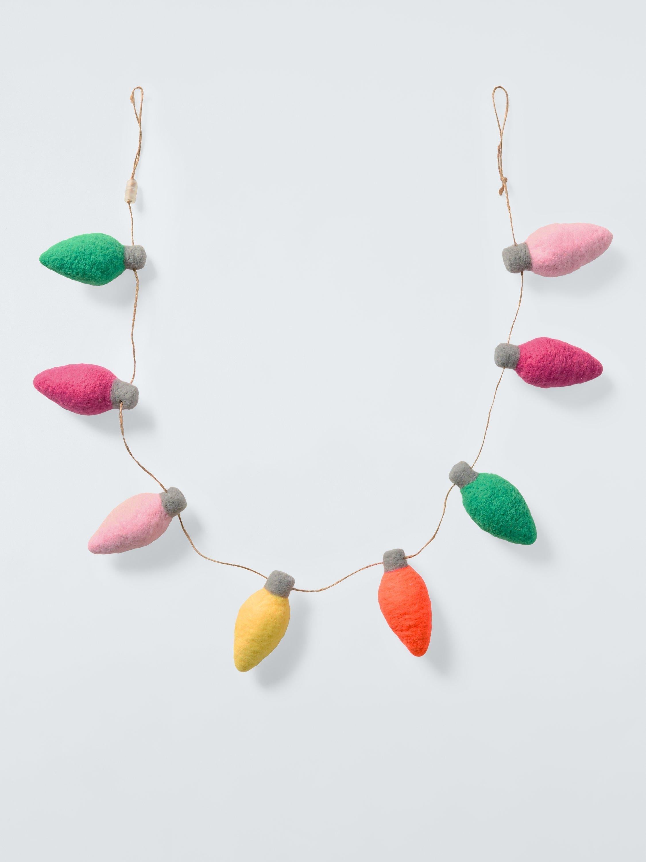 Felt Light Bulb Garland in Multi-Colours, 100 cm