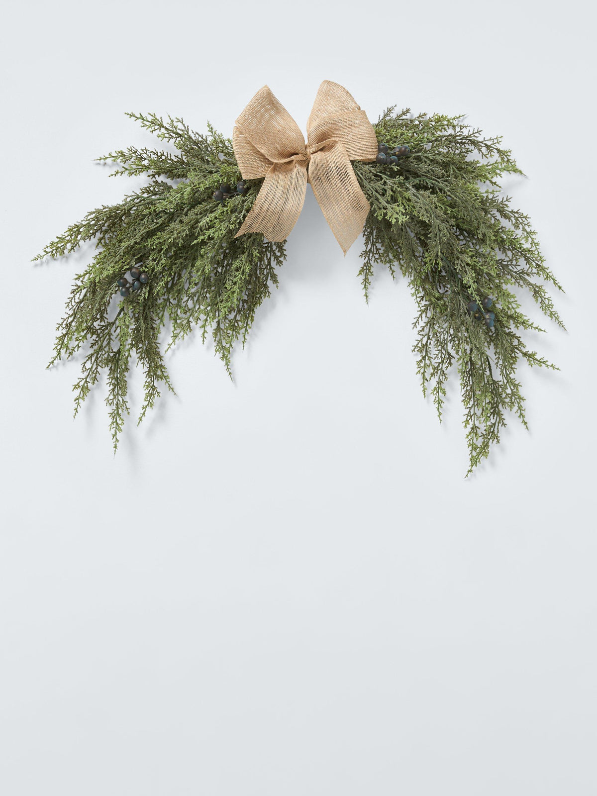 Realistic Fir Swag with Midnight Berries and Jute Bow