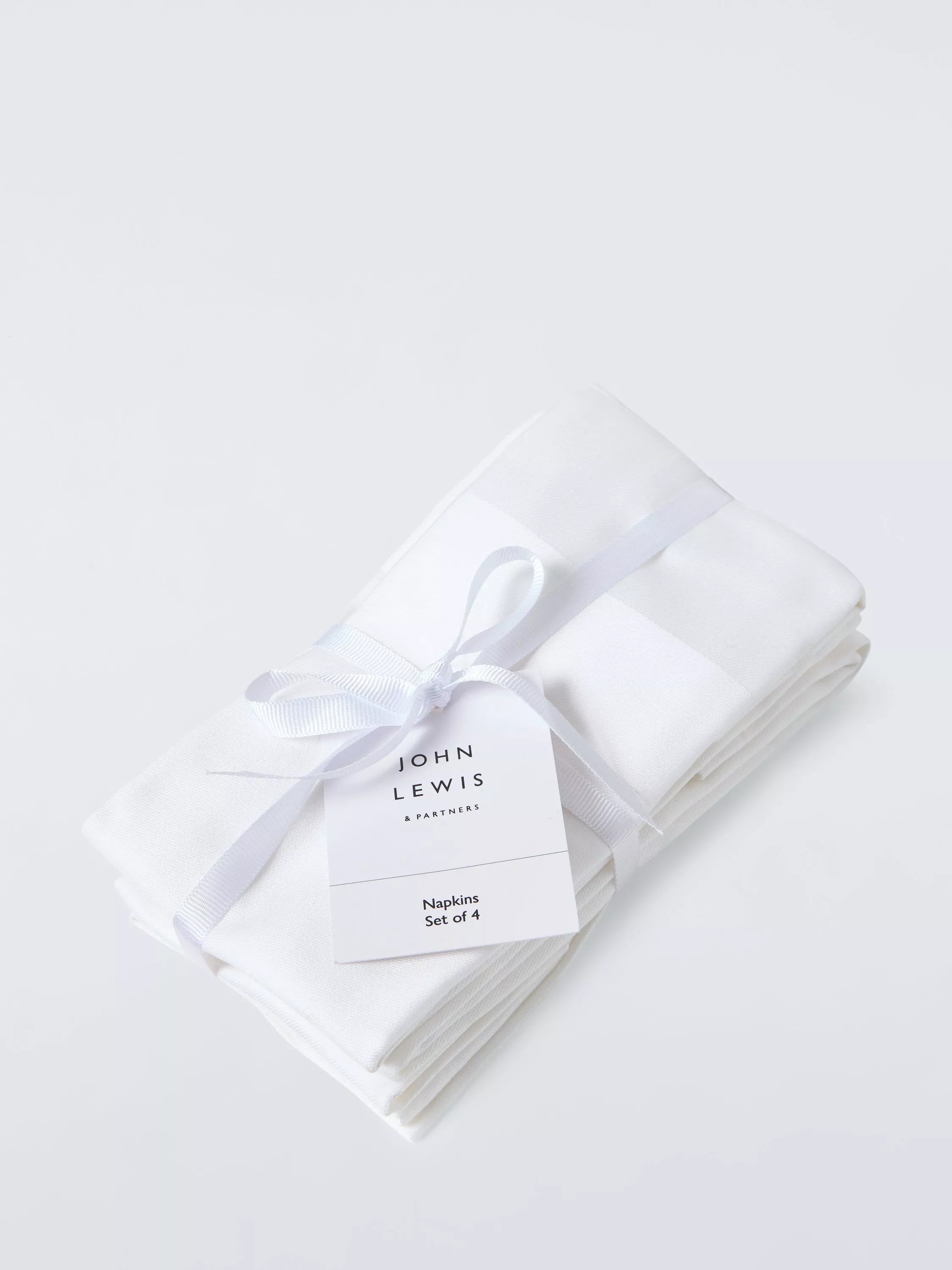 John Lewis cotton napkins set of 4 white 45x45, imported from the UK