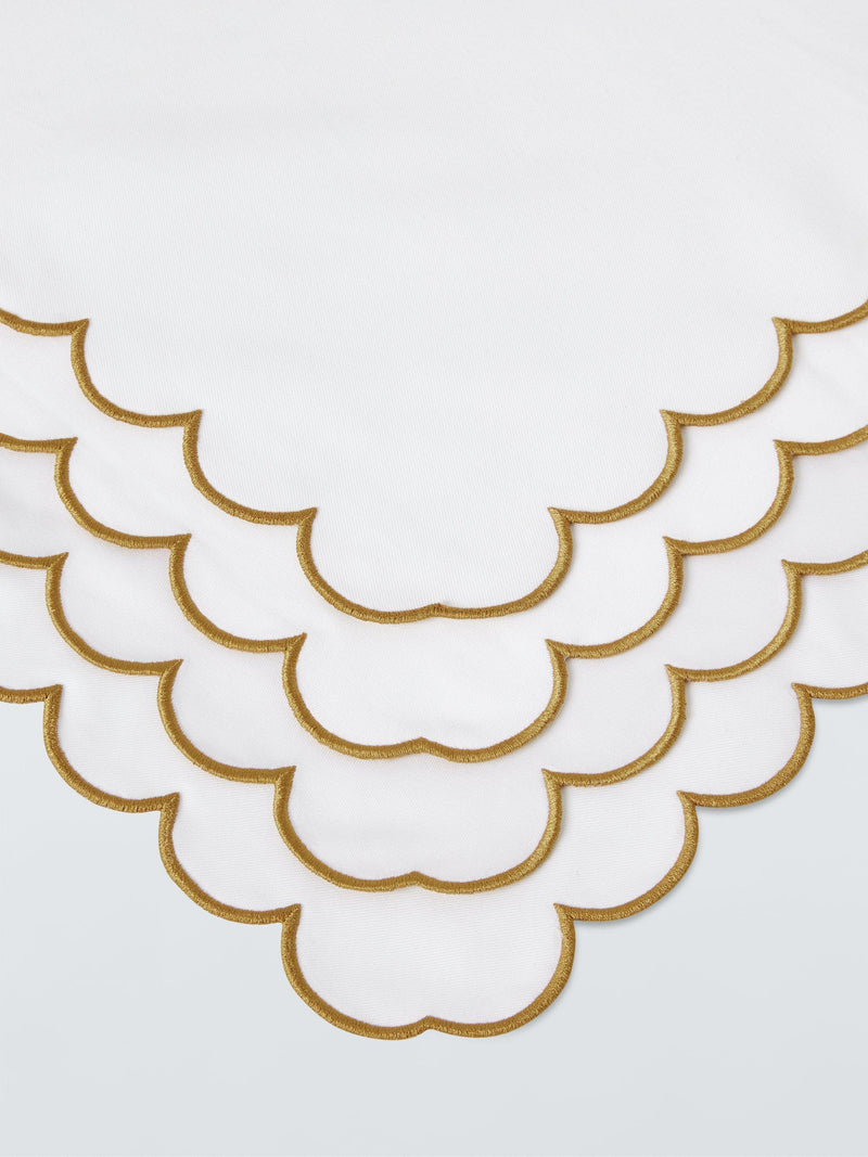 John Lewis scallop edge cotton napkins gold white set of 4, imported from the UK