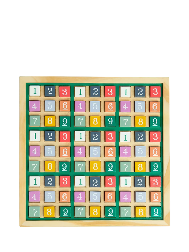 John Lewis kids' wooden Sudoku puzzle game with colorful blocks, imported from the UK
