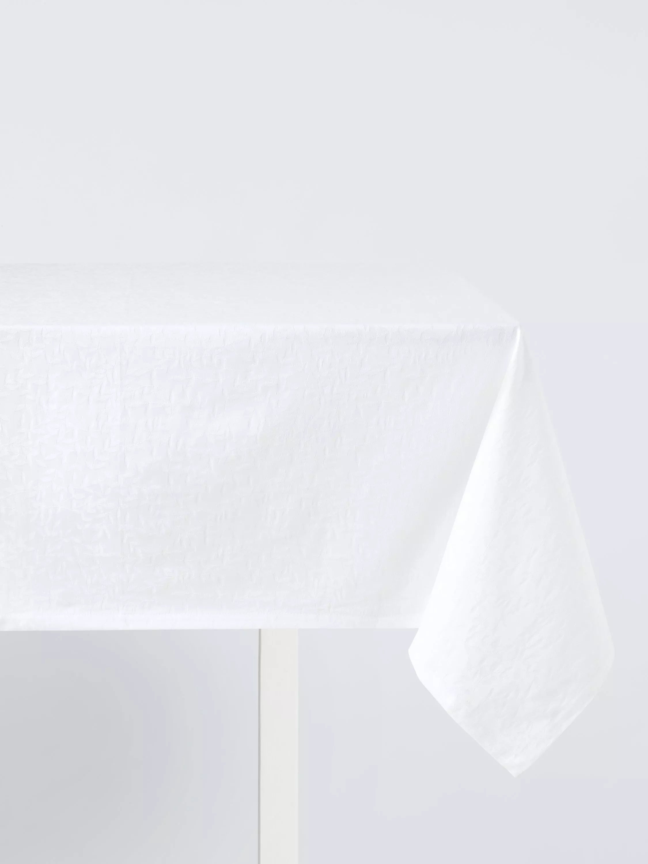 John Lewis Foliage Jacquard Cotton Tablecloth, 250 x 160cm, White