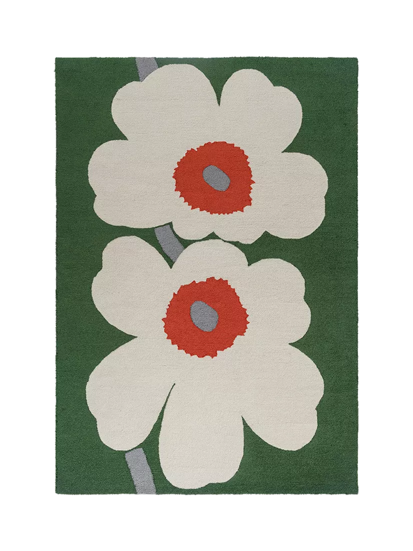 Marimekko Unikko floral rug green - British product