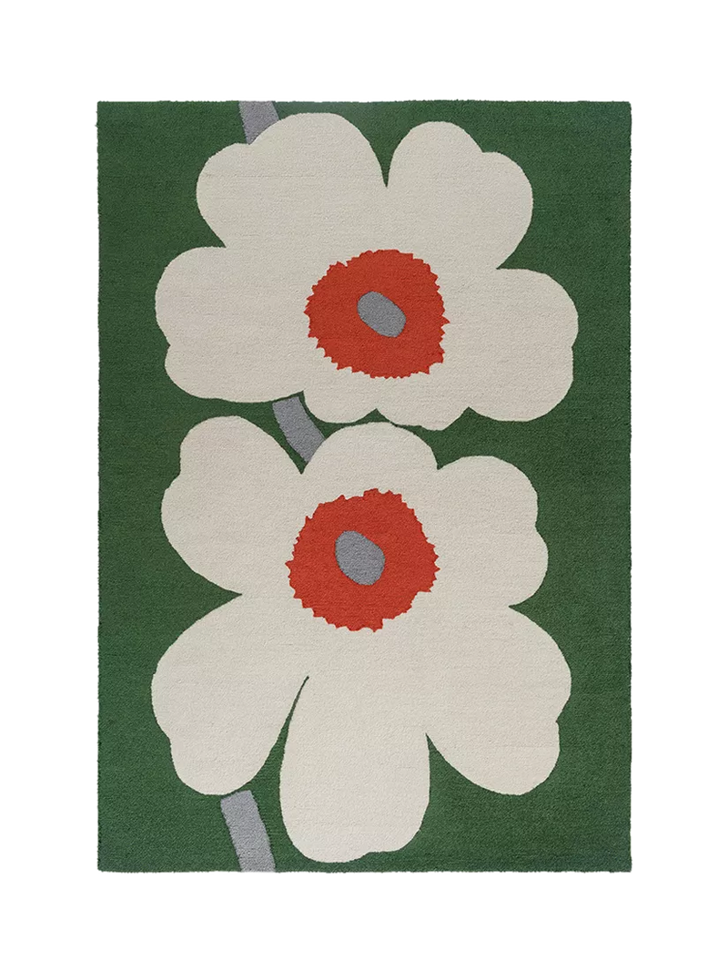 Marimekko Unikko floral rug green - British product