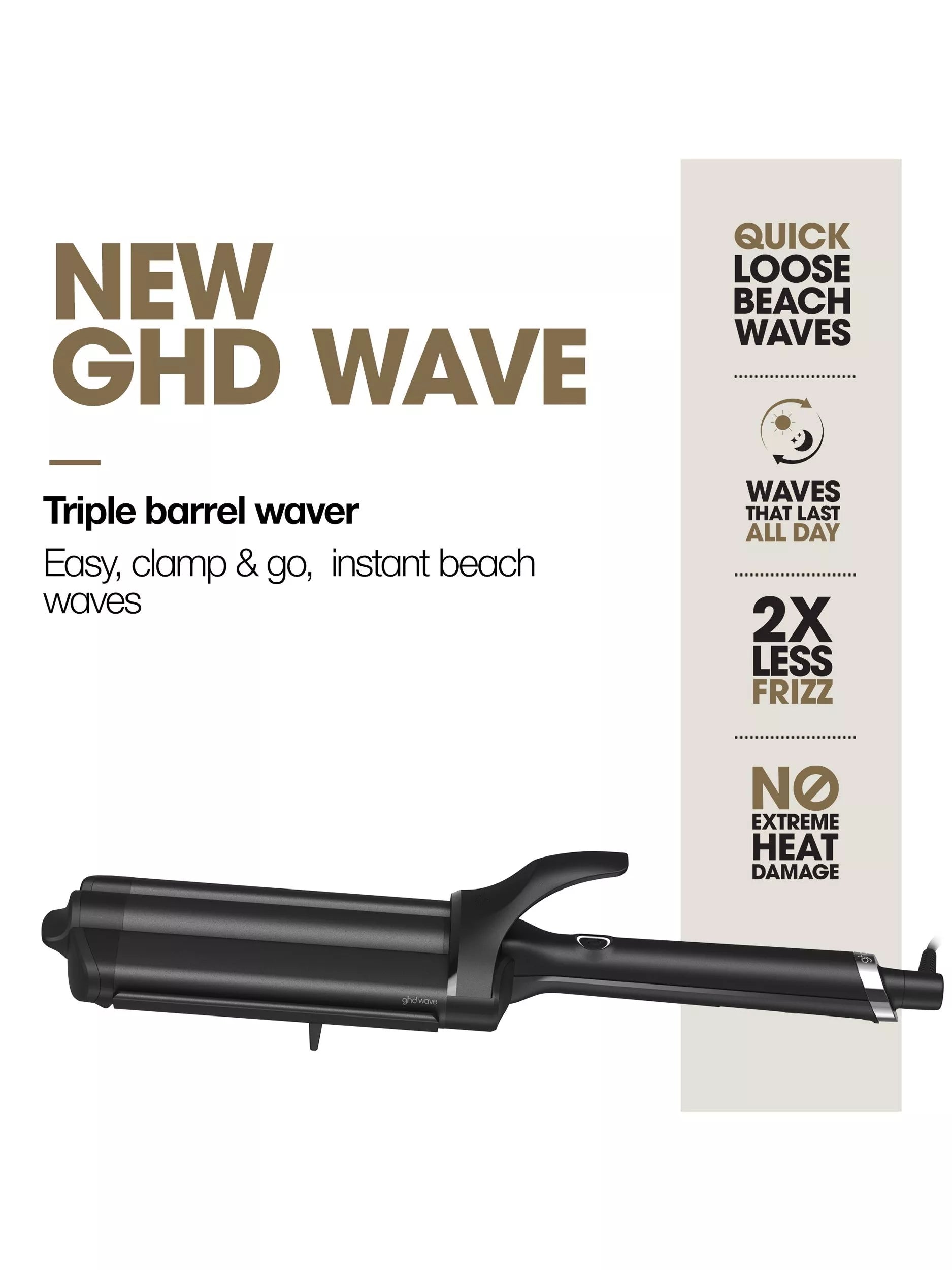 ghd triple barrel wave hair styler black, imported from the UK