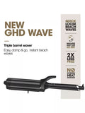 ghd triple barrel wave hair styler black, imported from the UK