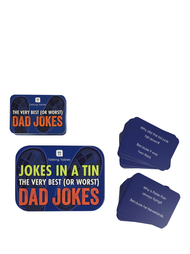 Talking Tables Dad Jokes Tin 100 cards imported from the UK