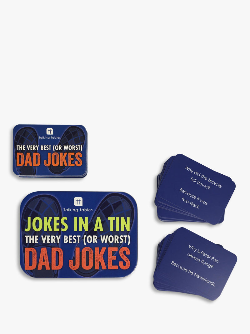 Talking Tables Dad Jokes Tin 100 cards imported from the UK