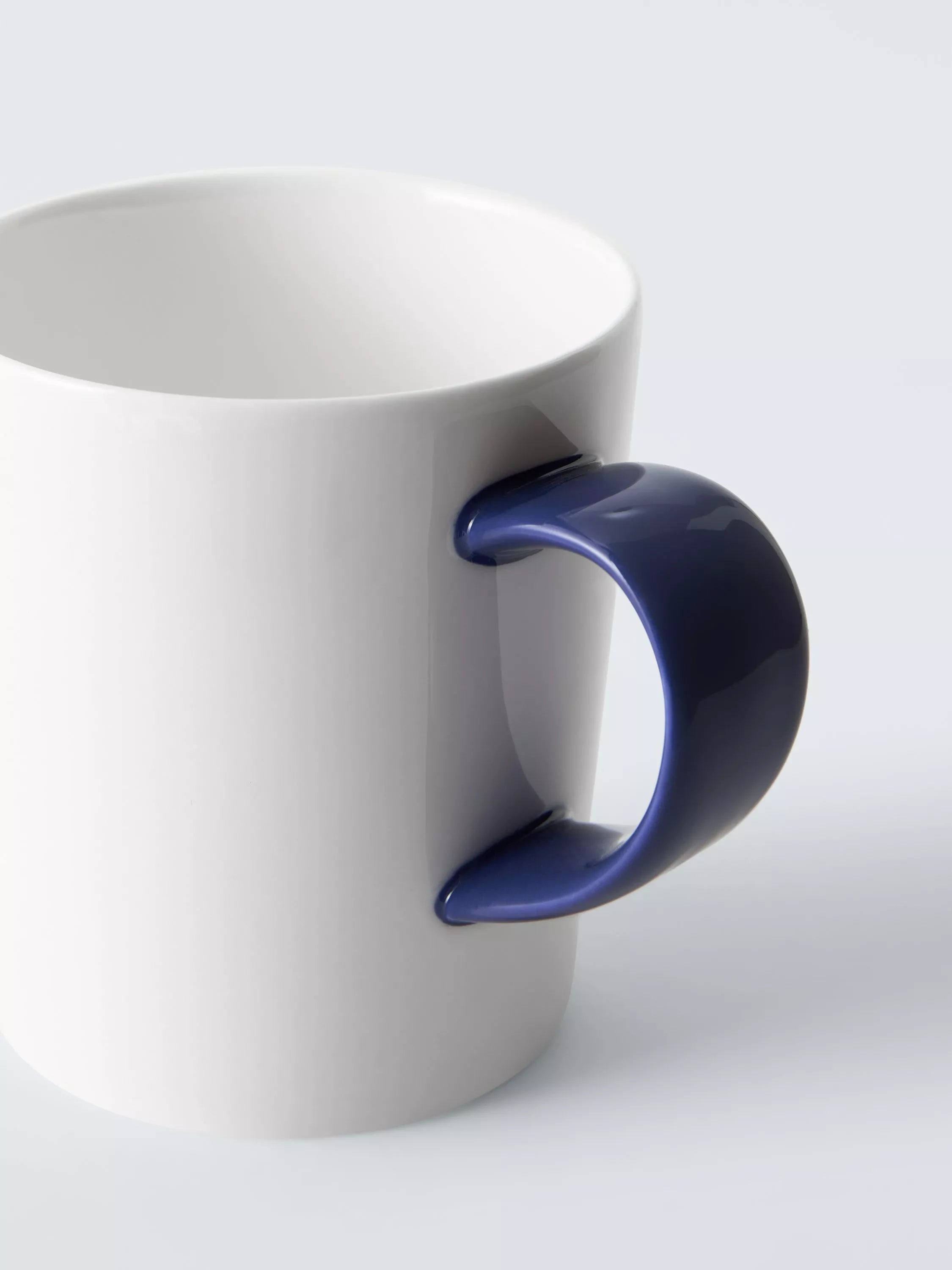 John Lewis short bone china mug in cobalt, imported from the UK