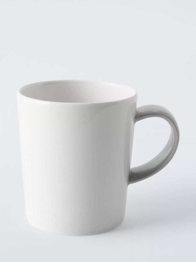 John Lewis short bone china mug 295ml white grey, UK version