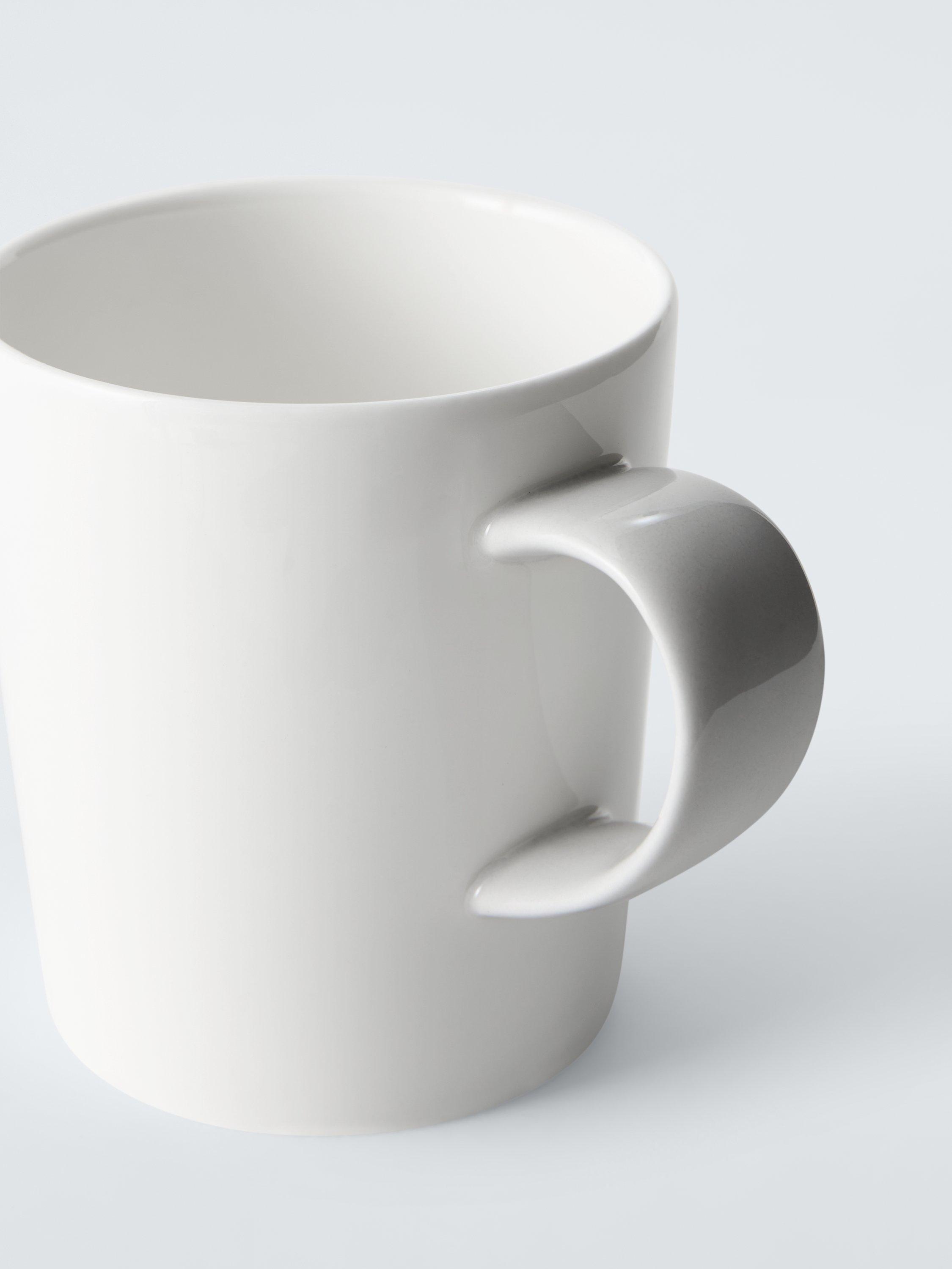 John Lewis short bone china mug 295ml white grey, UK version