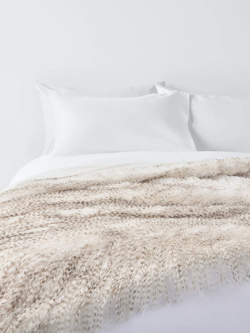 John Lewis Ostrich faux fur throw white/multi 200x150cm (British brand)