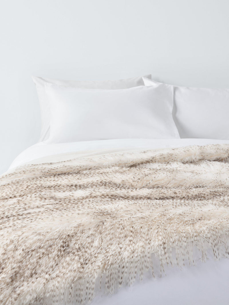 John Lewis Ostrich faux fur throw white/multi 200x150cm (British brand)