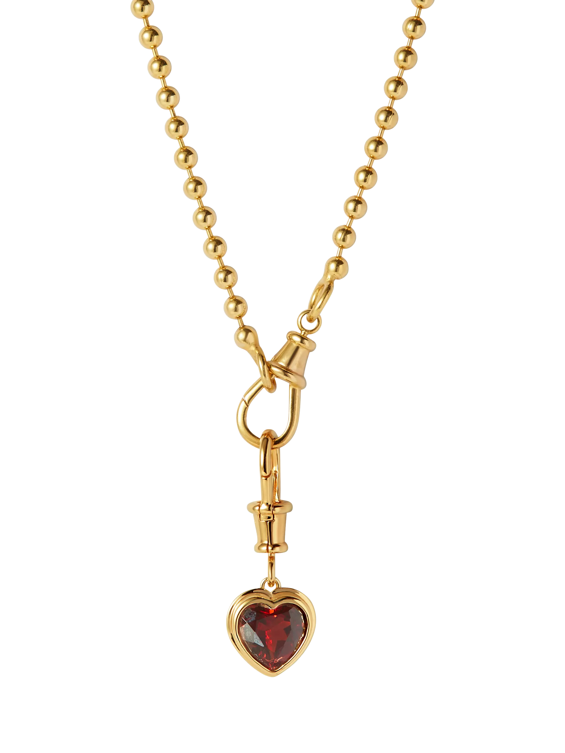 Edge of Ember red garnet heart necklace, imported from the UK
