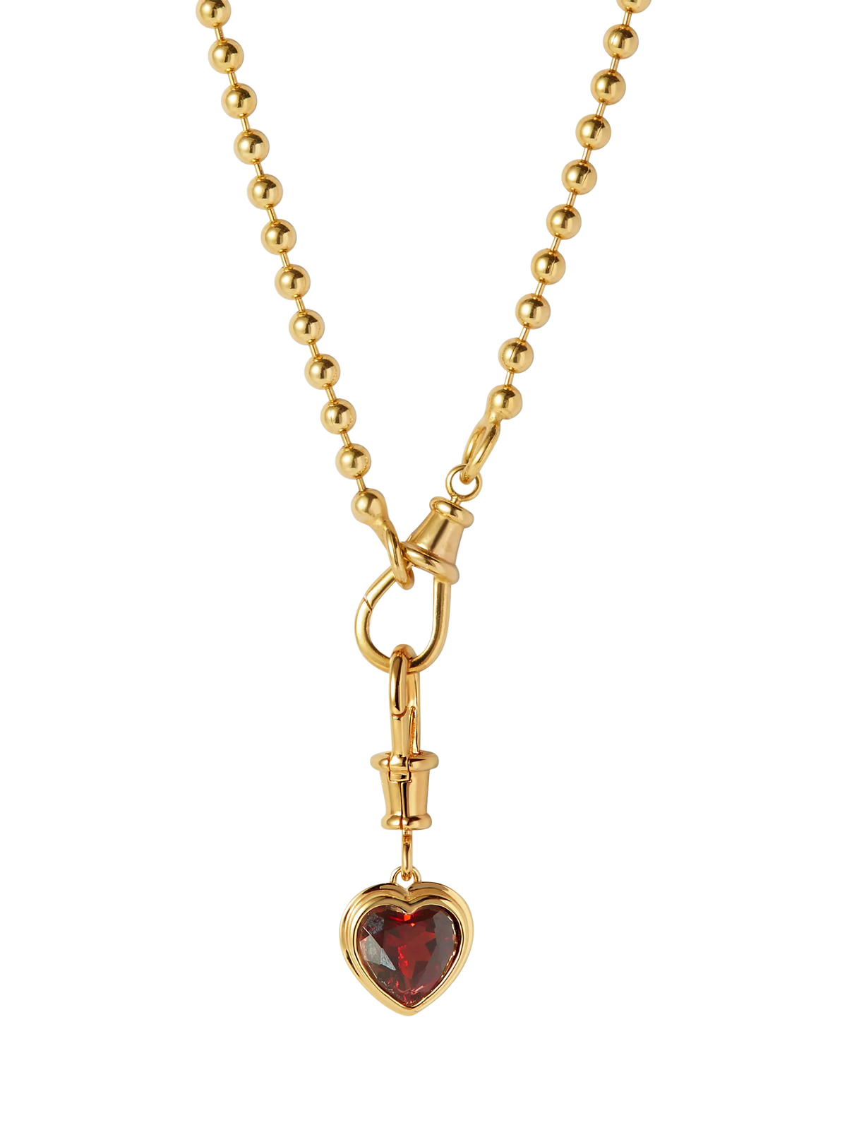 Edge of Ember red garnet heart necklace, imported from the UK