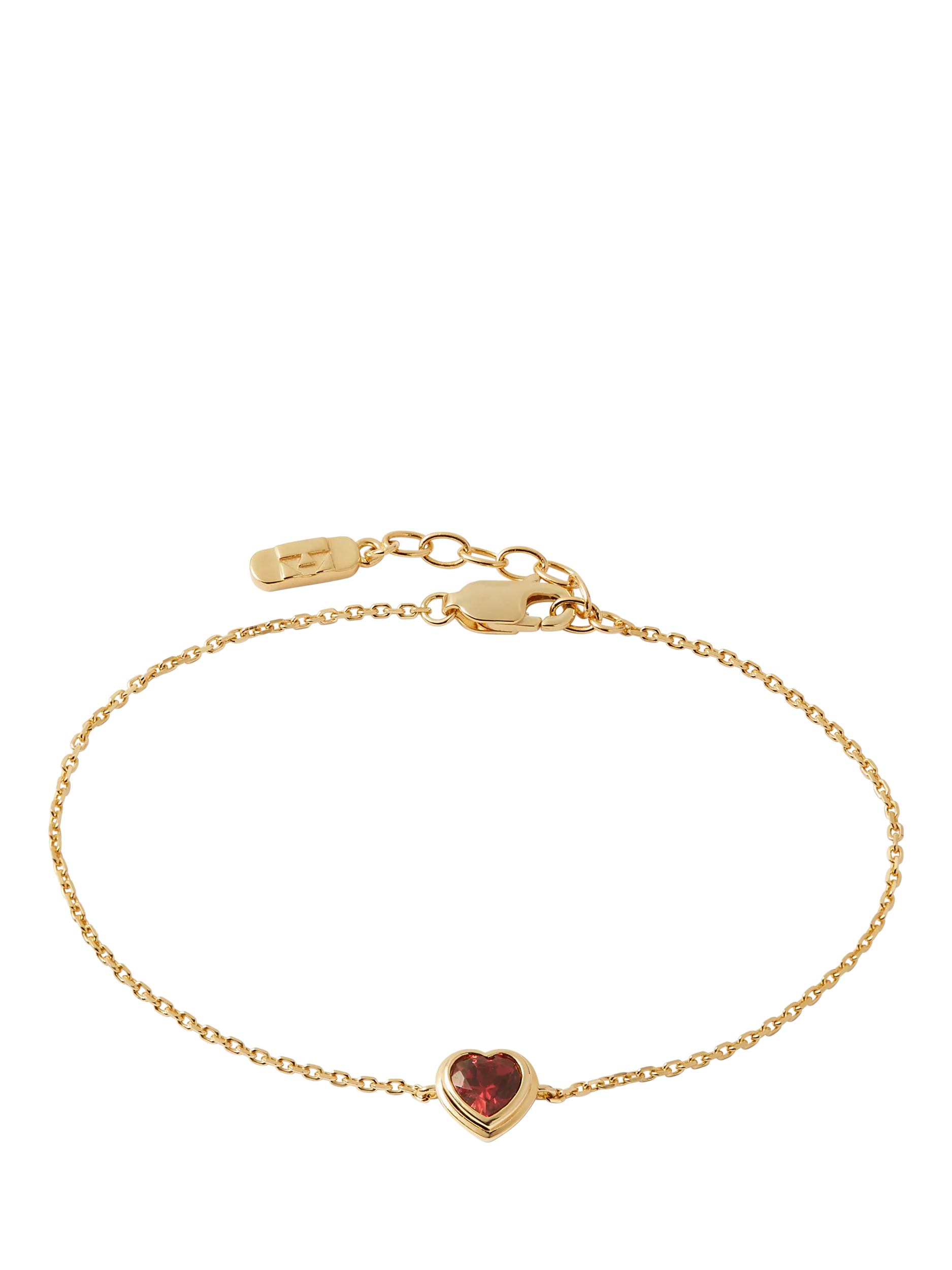 Edge of Ember red garnet heart bracelet gold, imported from the UK