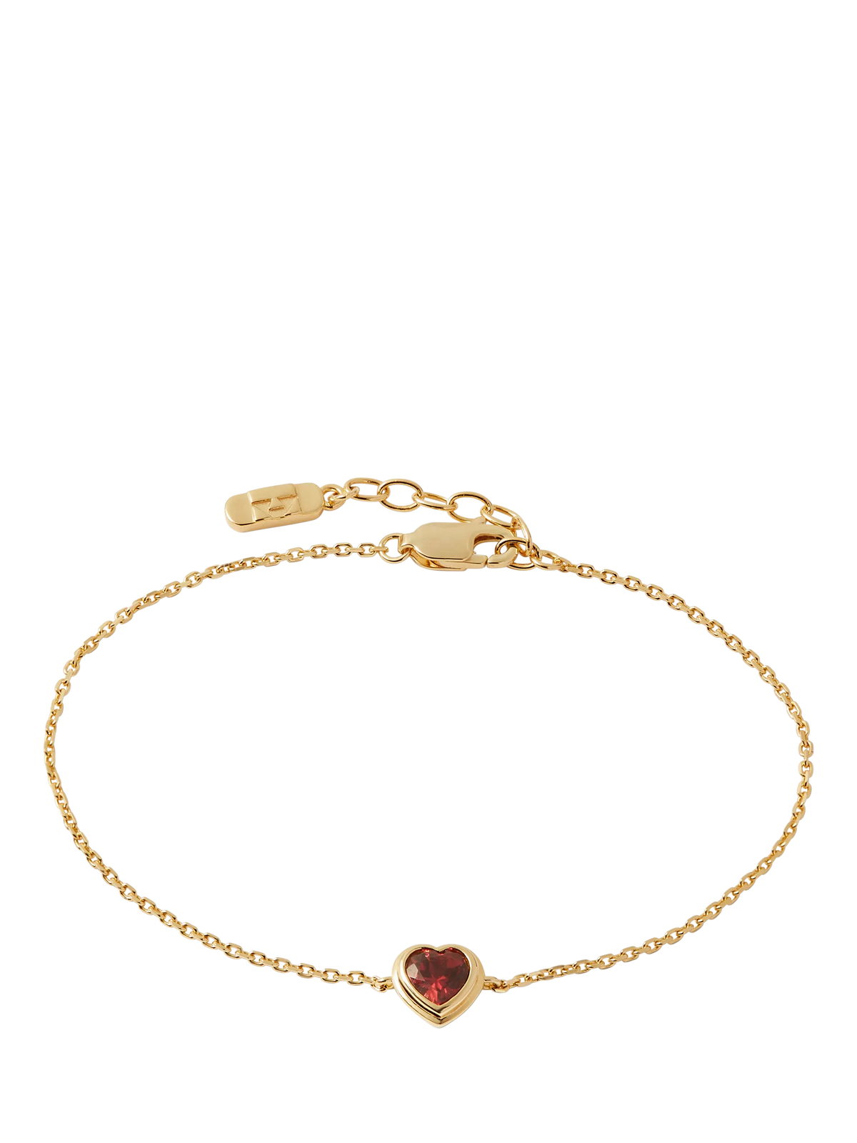 Edge of Ember red garnet heart bracelet gold, imported from the UK