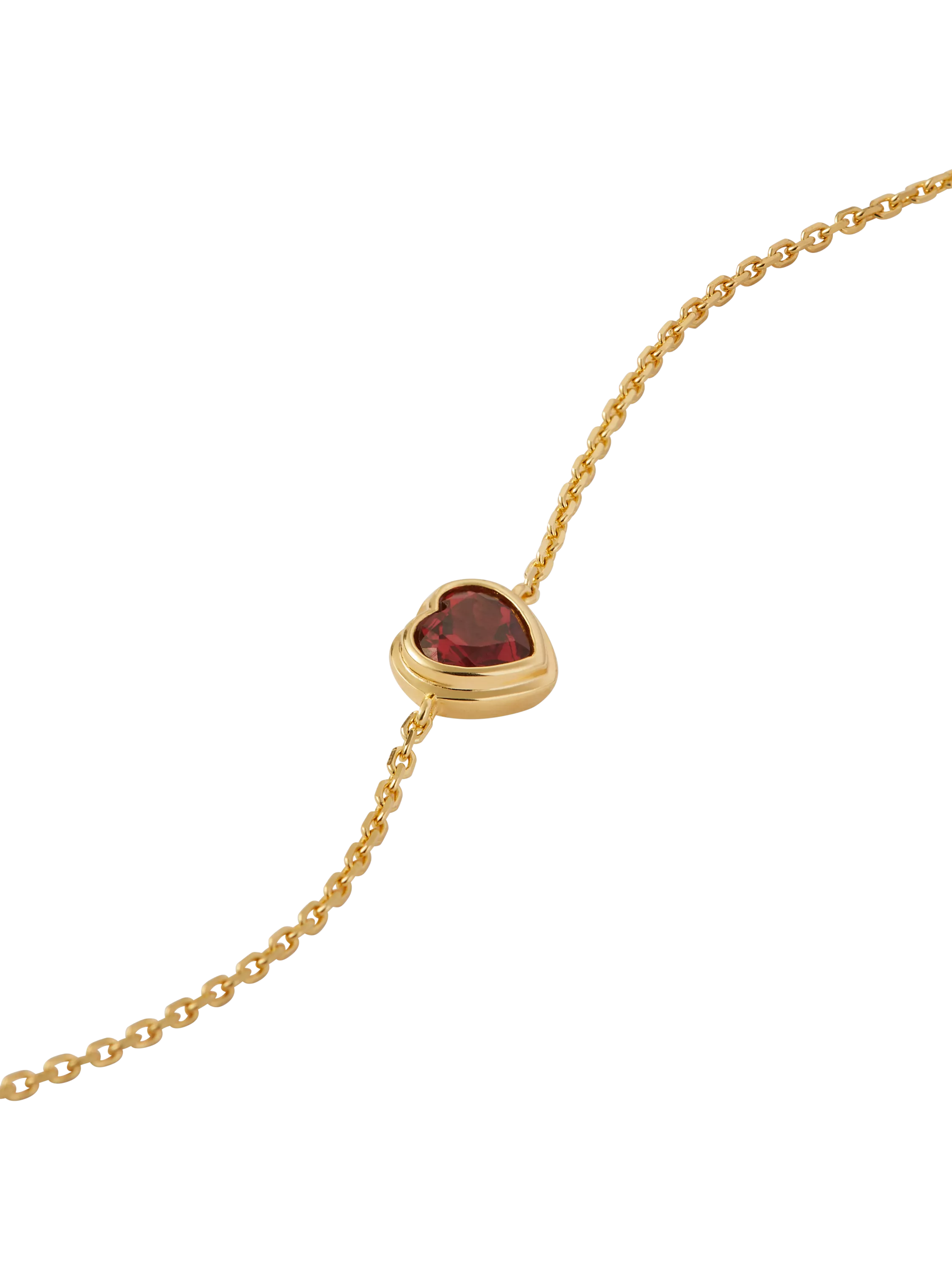 Edge of Ember red garnet heart bracelet gold, imported from the UK