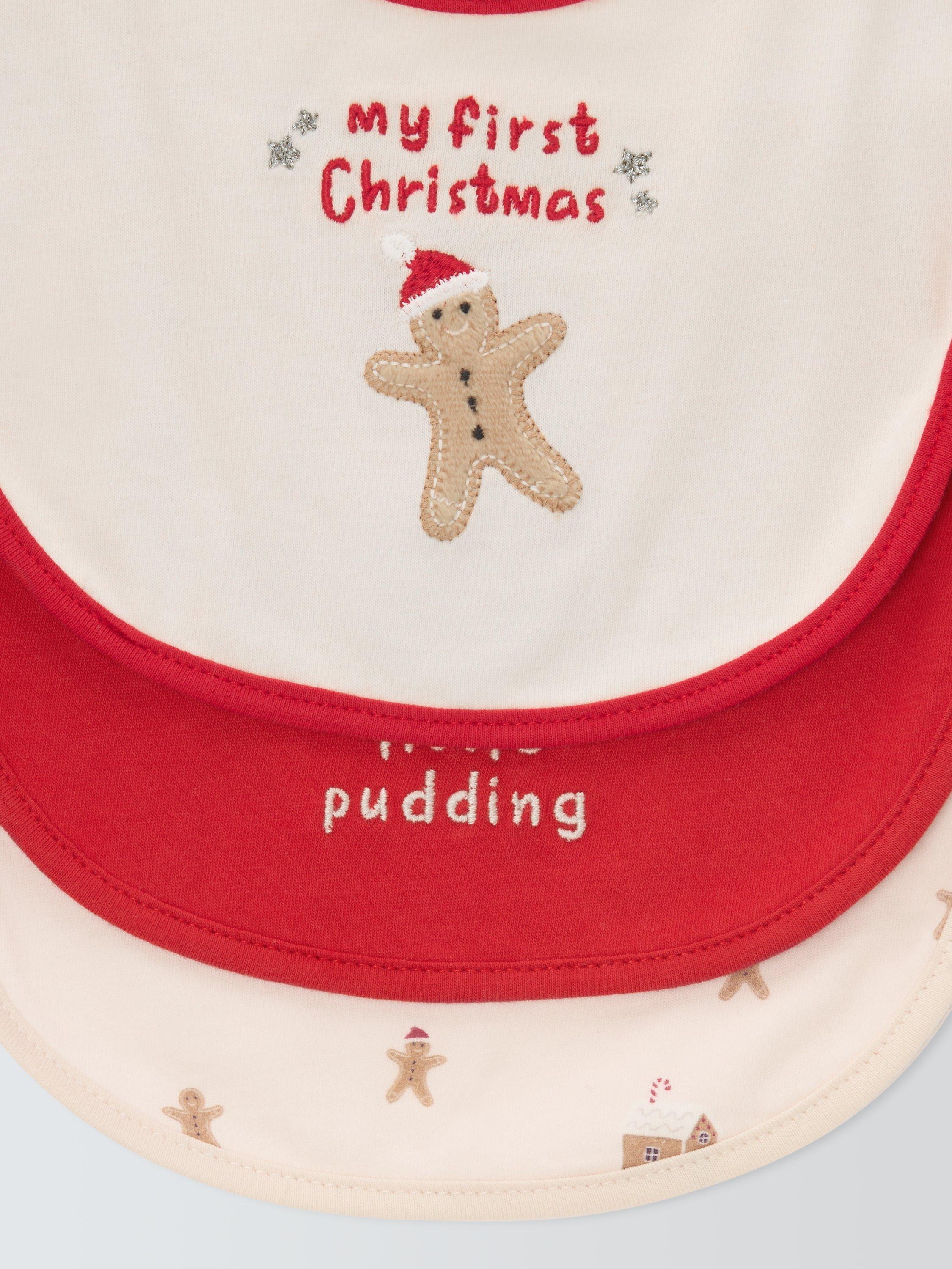 John Lewis Christmas round baby bibs multi pack of 3, UK version