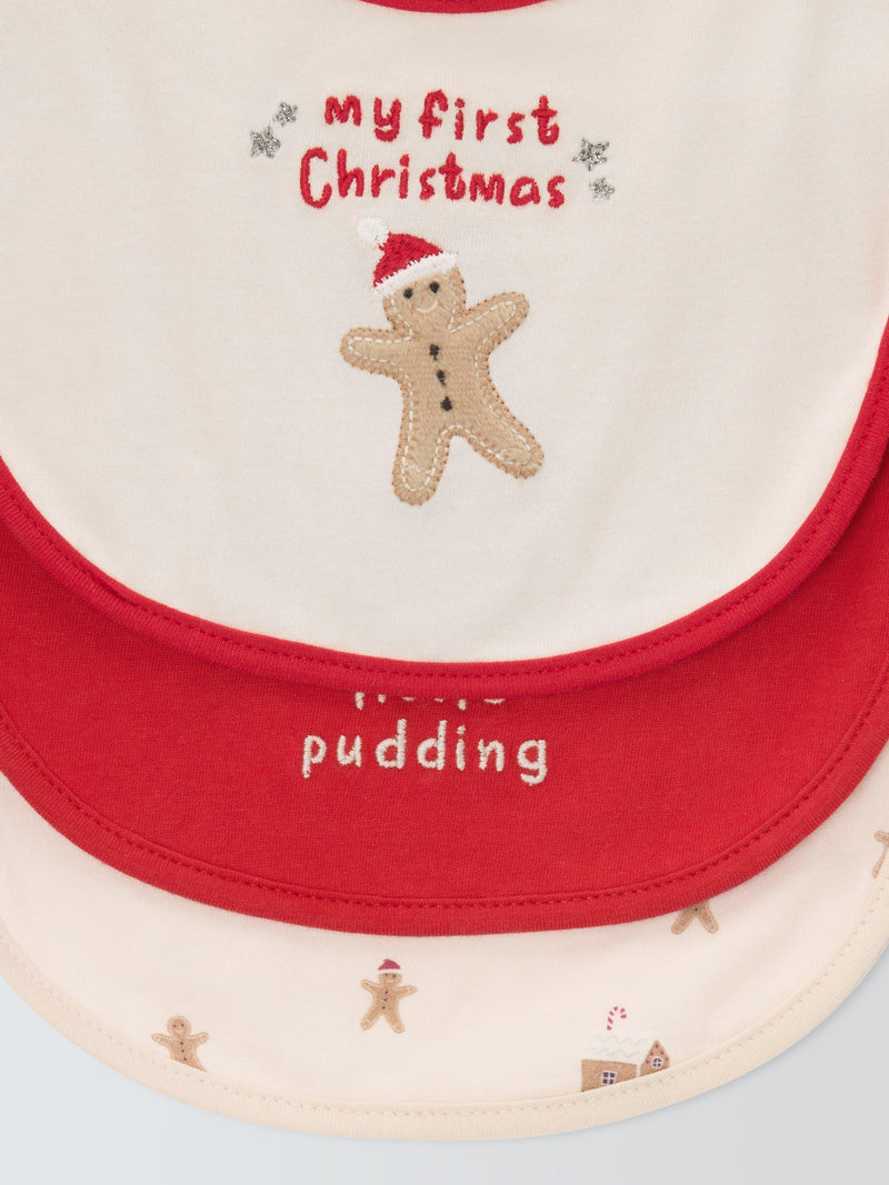 John Lewis Christmas round baby bibs multi pack of 3, UK version
