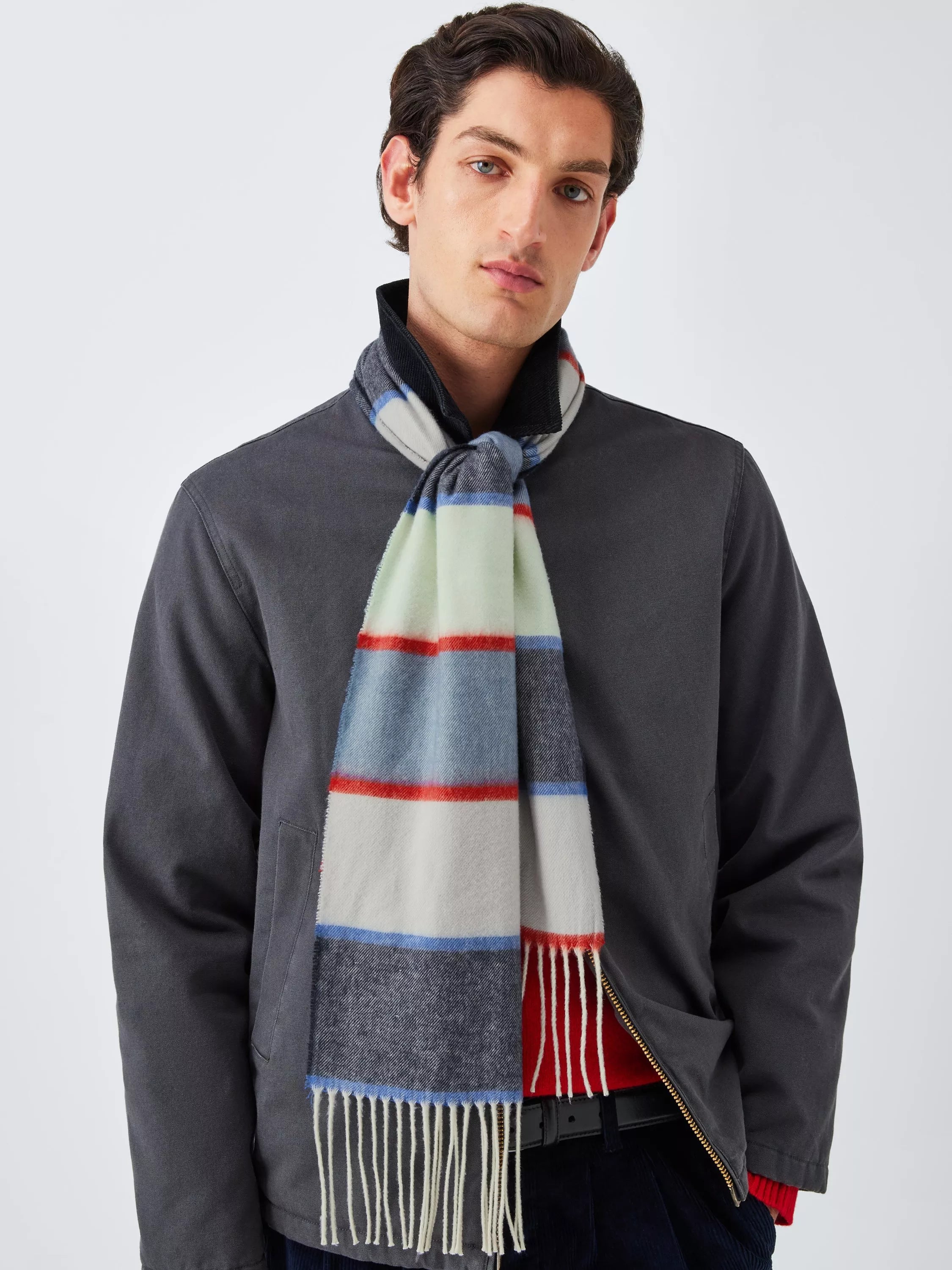 John Lewis Striped Cashmink Scarf Multi - British product