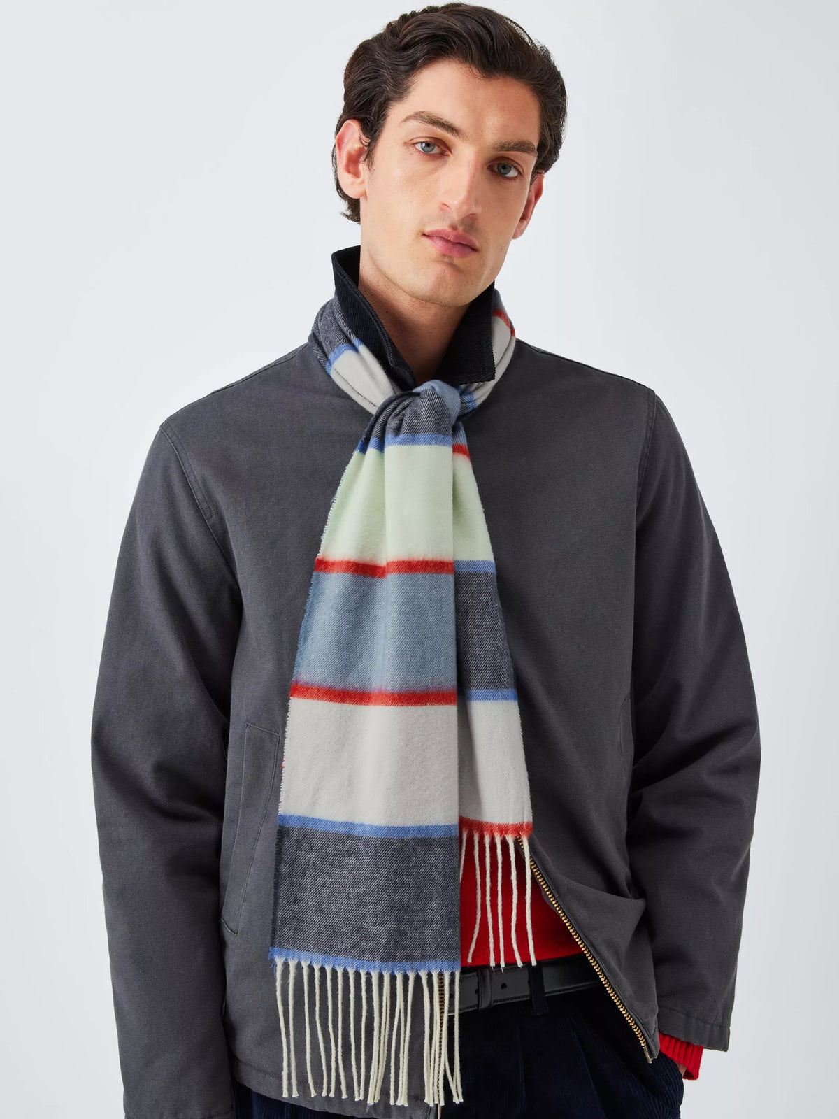 John Lewis Striped Cashmink Scarf Multi - British product
