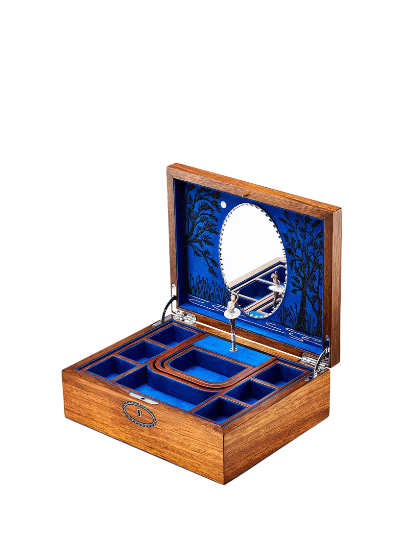 WOLF ballet walnut musical jewellery box, imported from the UK