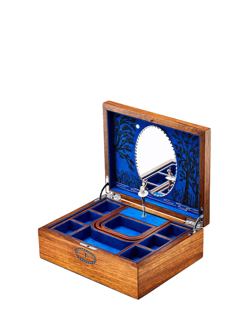 WOLF ballet walnut musical jewellery box, imported from the UK