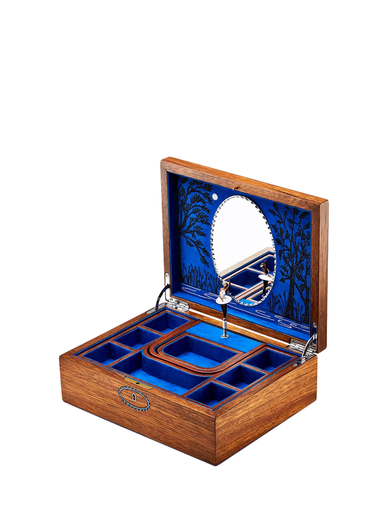 WOLF ballet walnut musical jewellery box, imported from the UK