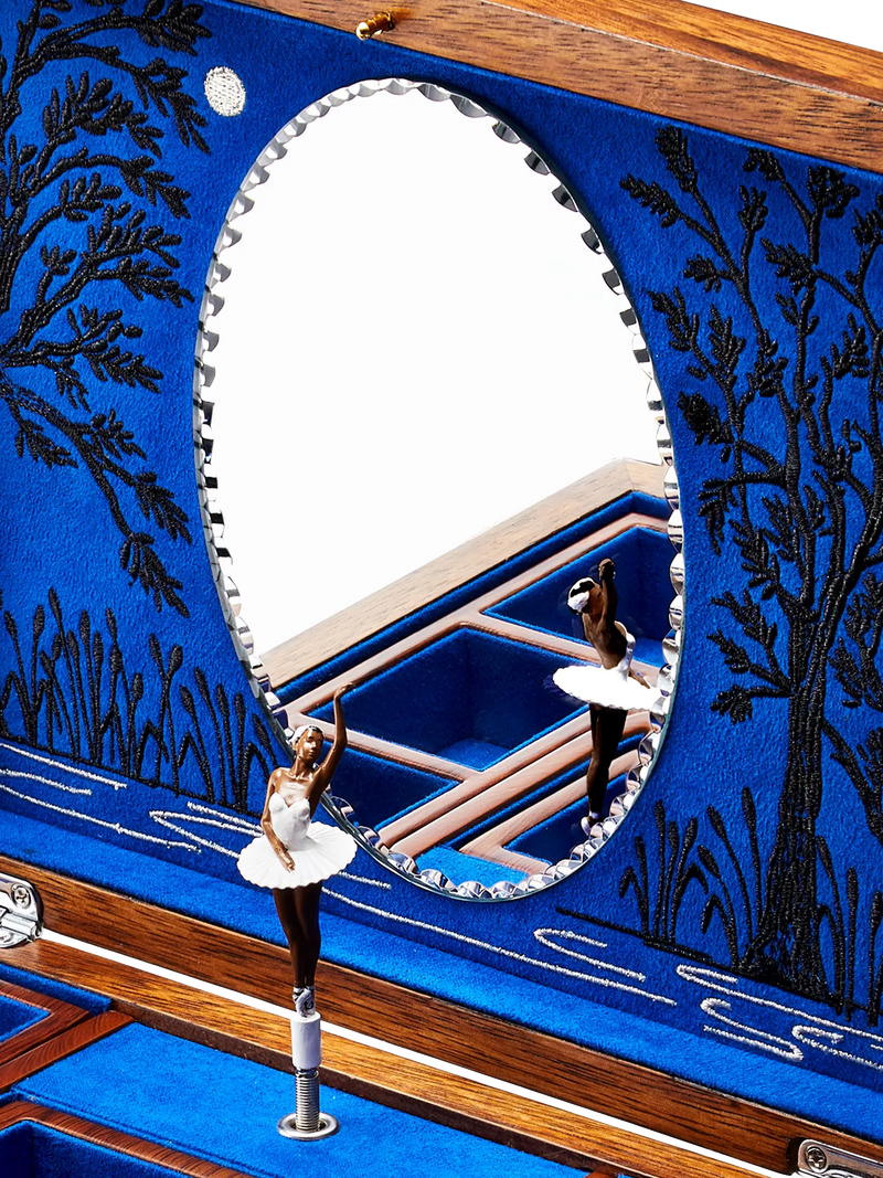 WOLF ballet walnut musical jewellery box, imported from the UK
