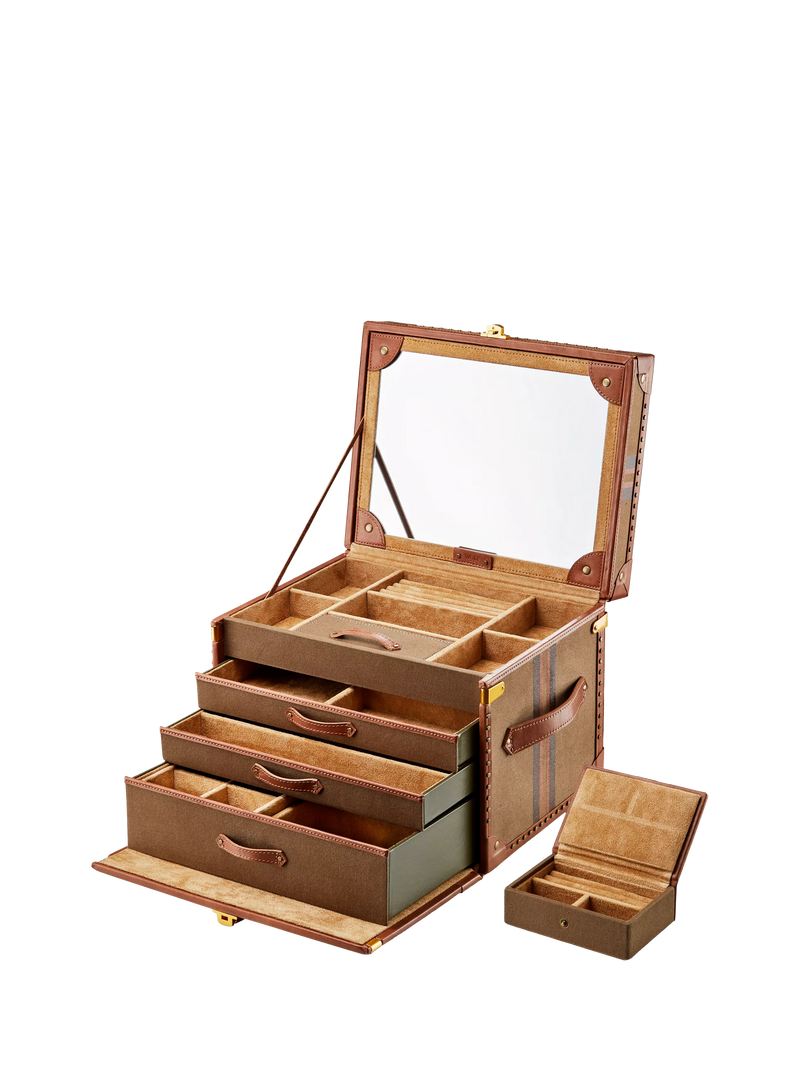WOLF Ida trunk jewellery box khaki, imported from the UK
