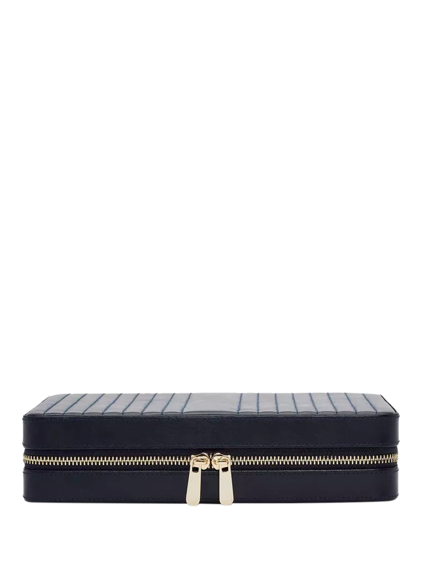 WOLF Maria quilted leather zip large jewellery case, imported from the UK
