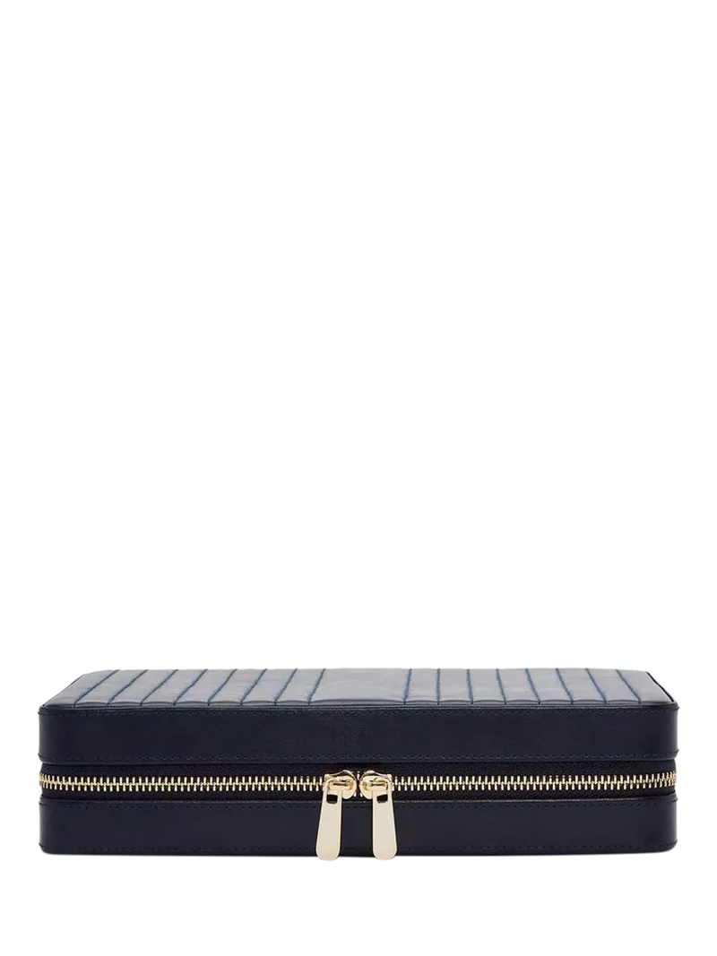 WOLF Maria quilted leather zip large jewellery case, imported from the UK