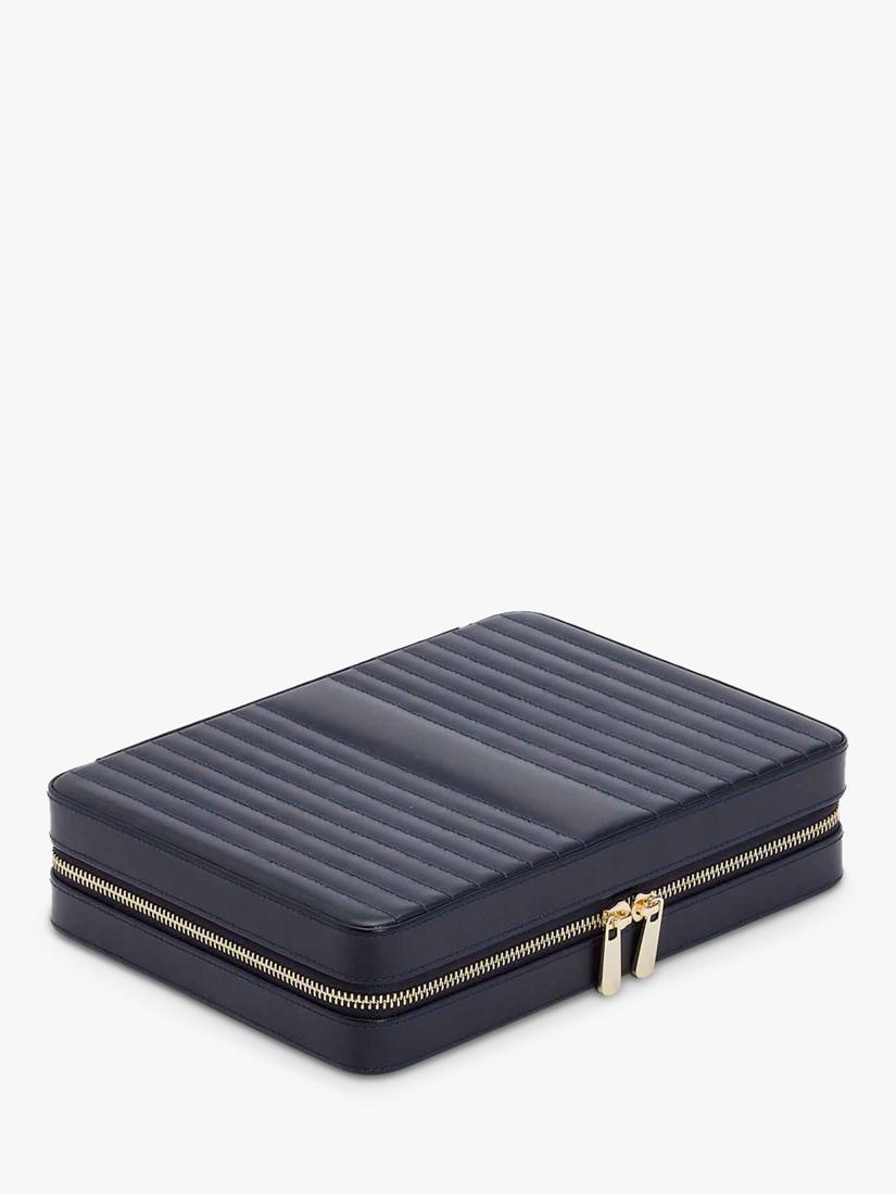 WOLF Maria quilted leather zip large jewellery case, imported from the UK