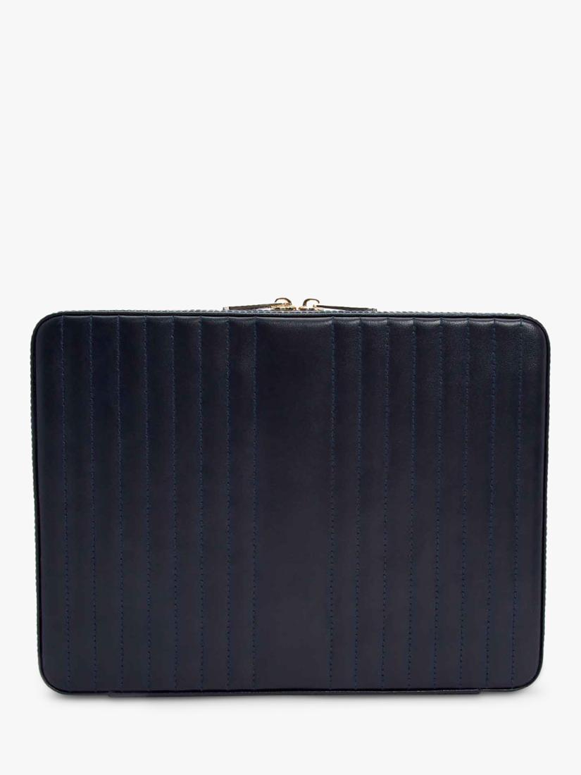 WOLF Maria quilted leather zip large jewellery case, imported from the UK