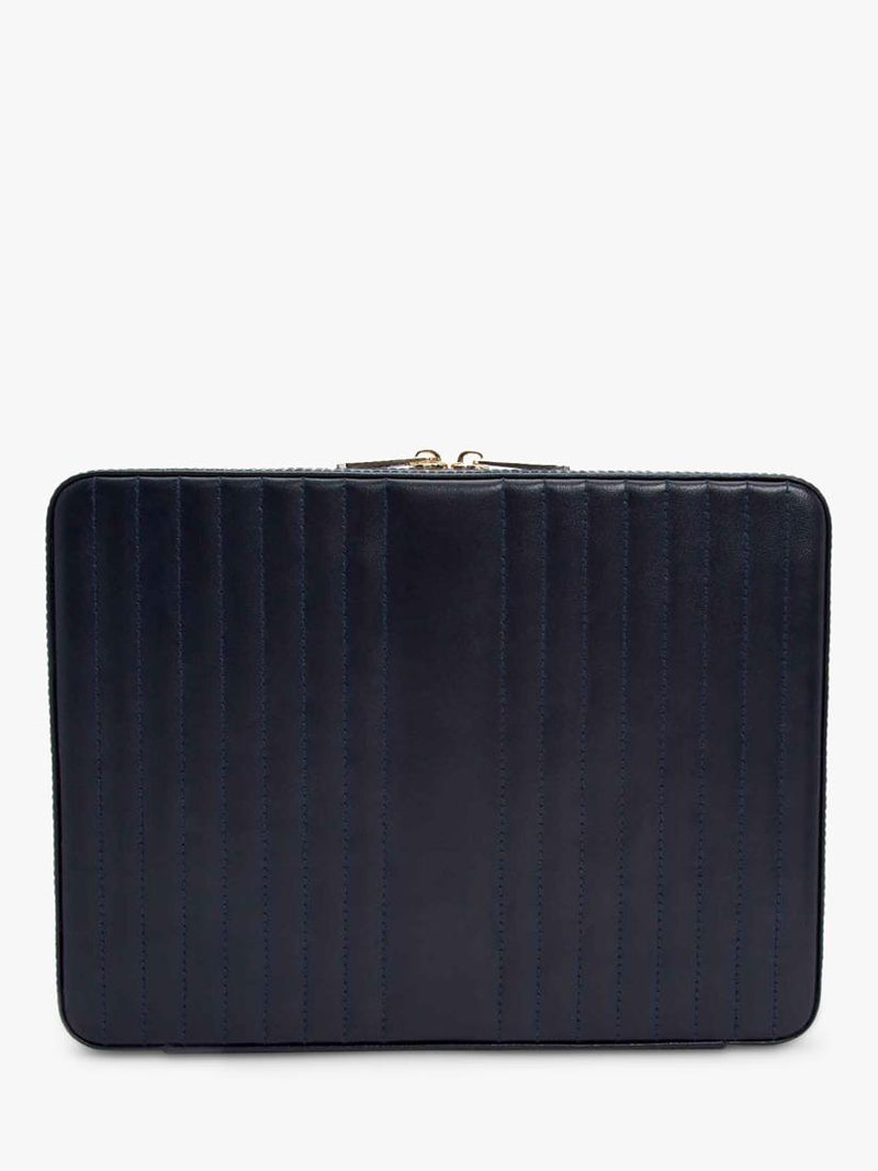 WOLF Maria quilted leather zip large jewellery case, imported from the UK