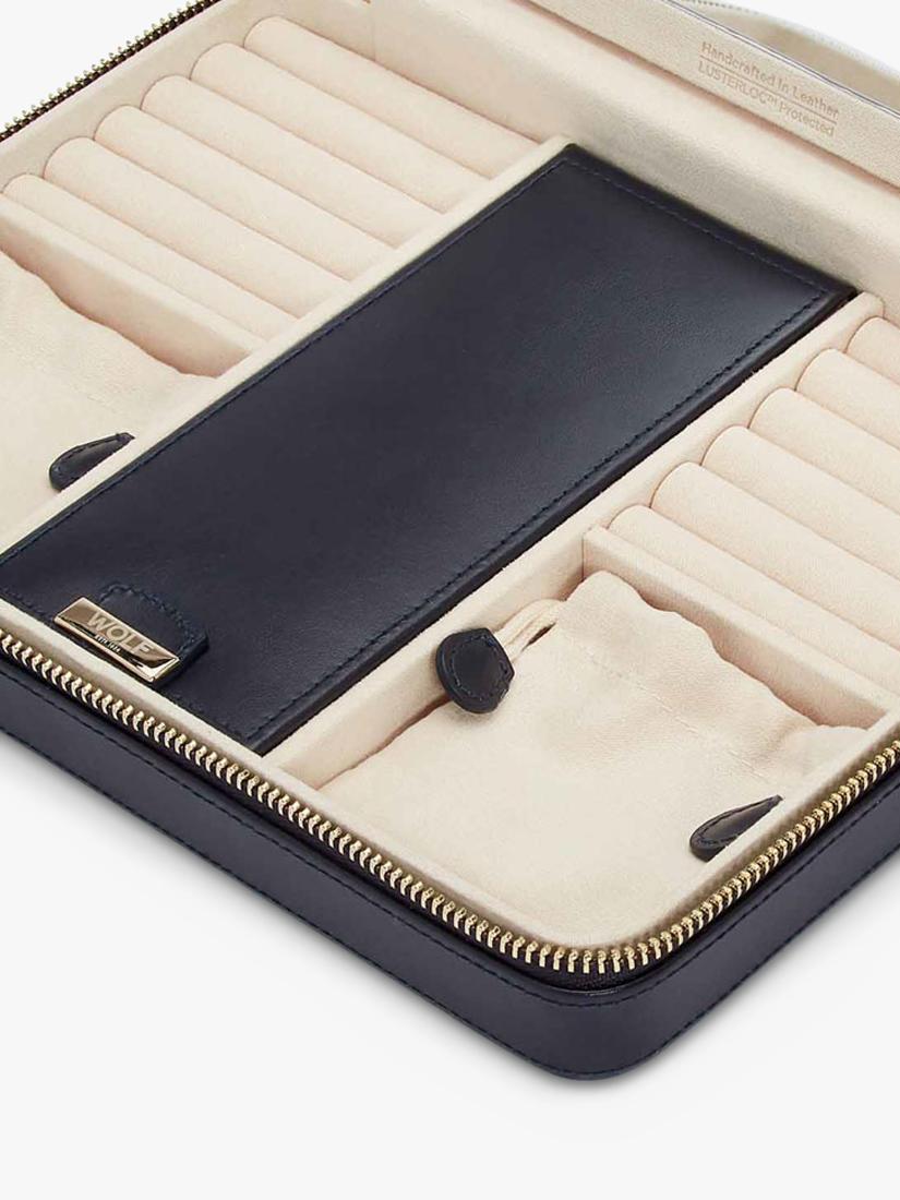 WOLF Maria quilted leather zip large jewellery case, imported from the UK