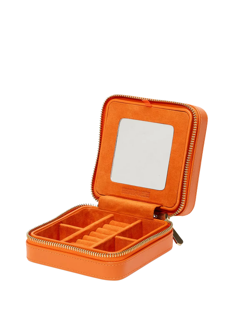 WOLF Maria leather zip jewel case in tangerine, UK version