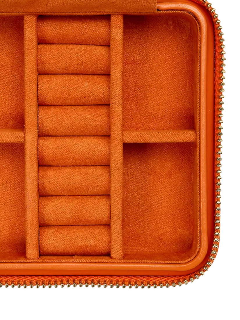 WOLF Maria leather zip jewel case in tangerine, UK version
