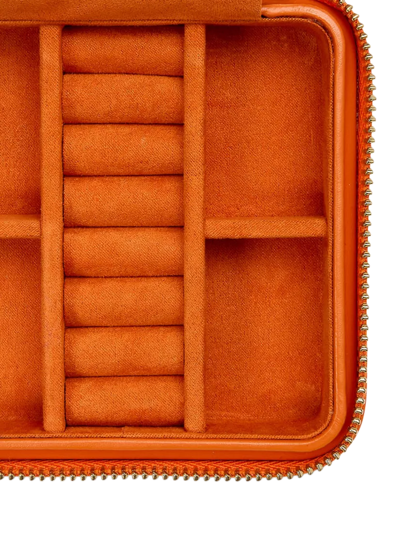 WOLF Maria leather zip jewel case in tangerine, UK version