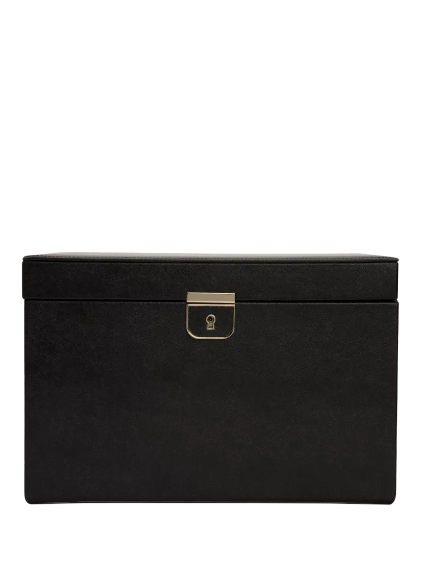WOLF Palermo Leather Jewellery Box, Large, Black Anthracite