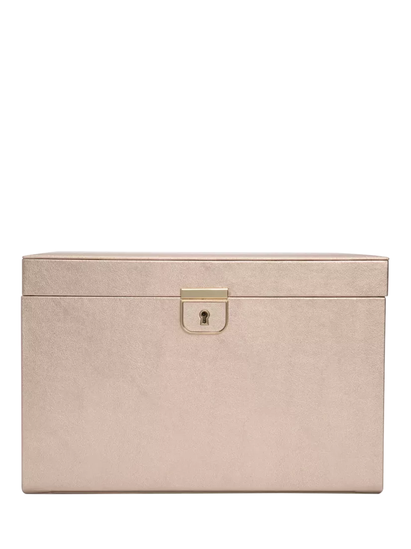 WOLF Palermo Leather Jewellery Box, Large, Rose Gold
