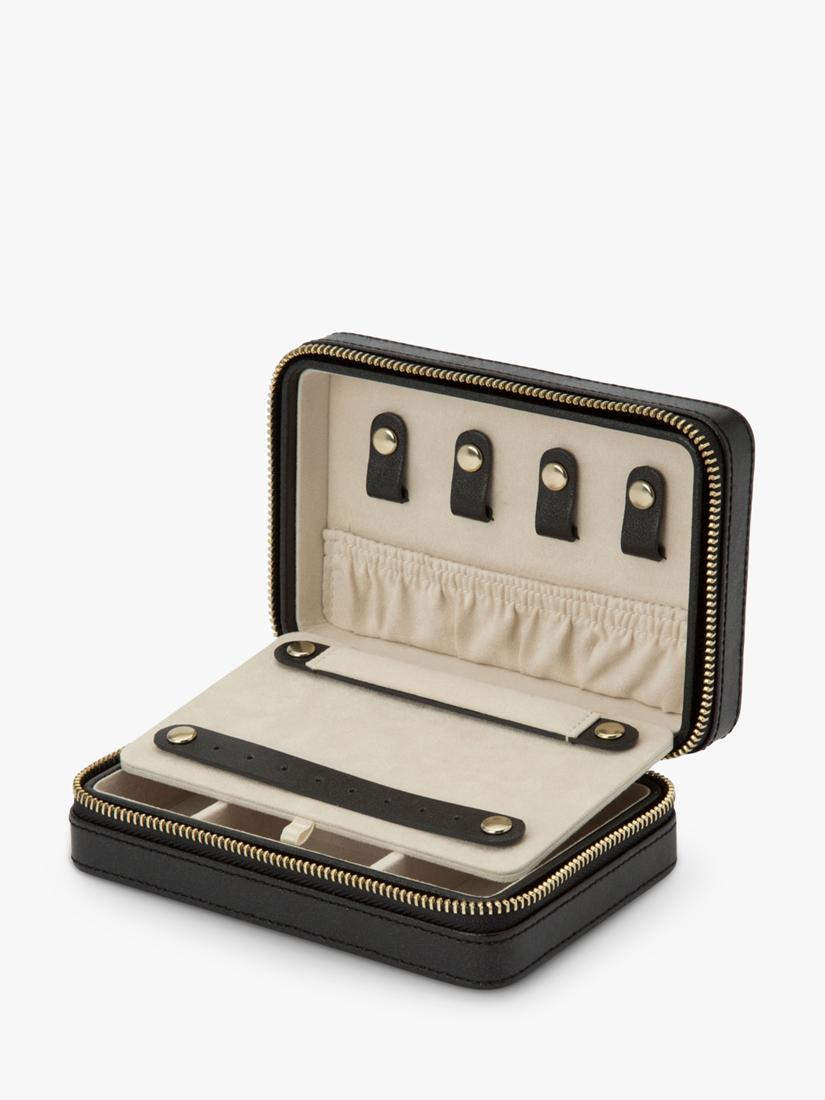 WOLF Palermo leather jewellery case with mirror - British product