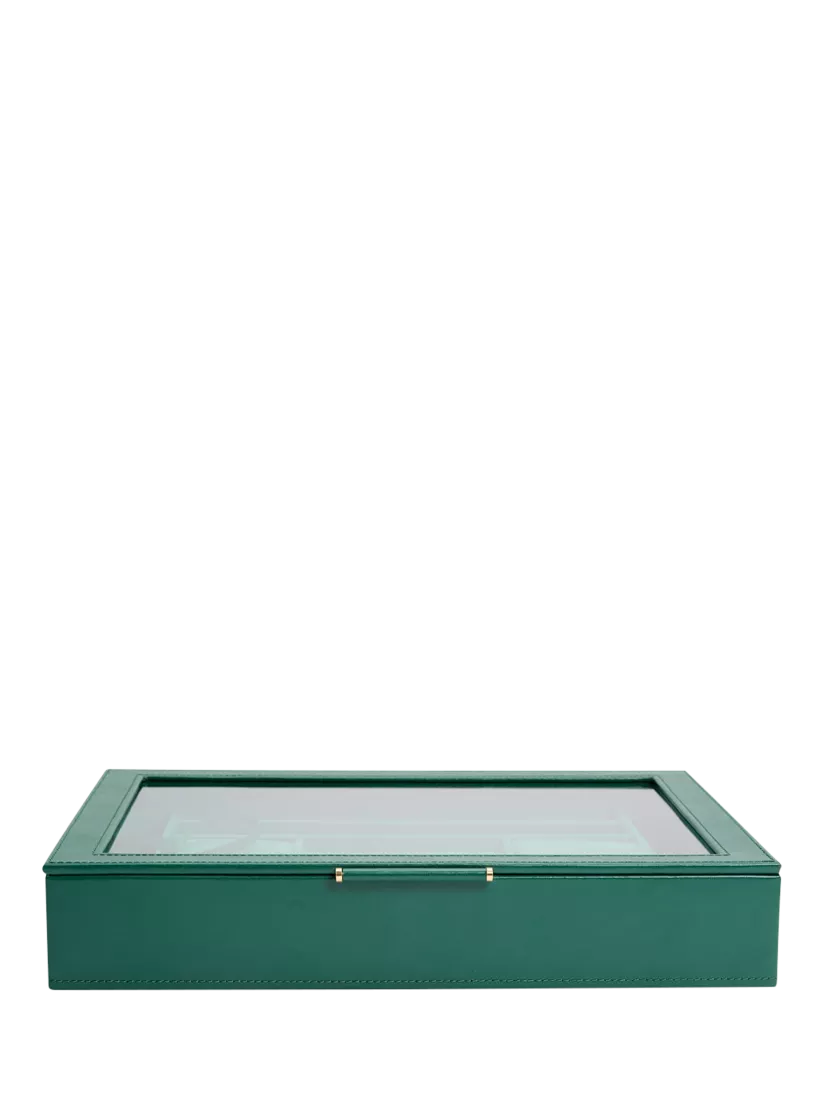 WOLF Sophia leather jewellery box with window (British brand)
