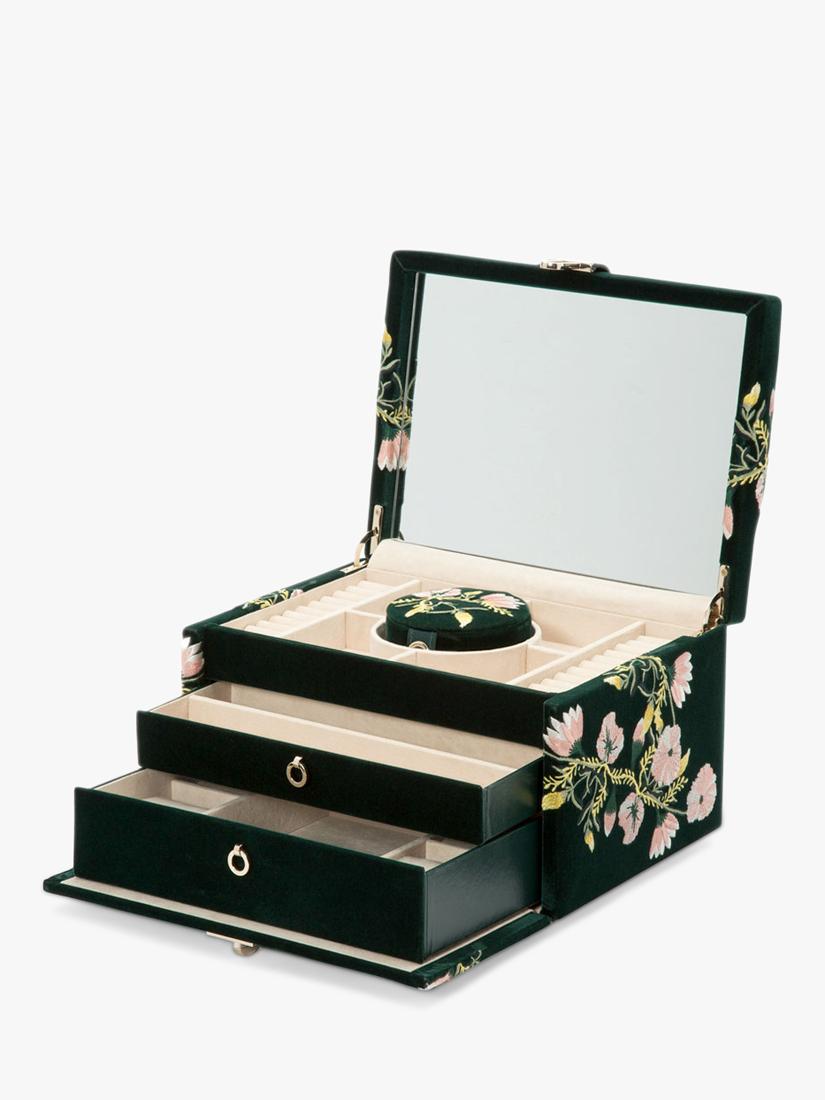 WOLF Zoe velvet jewellery box medium embroidered floral (British brand)