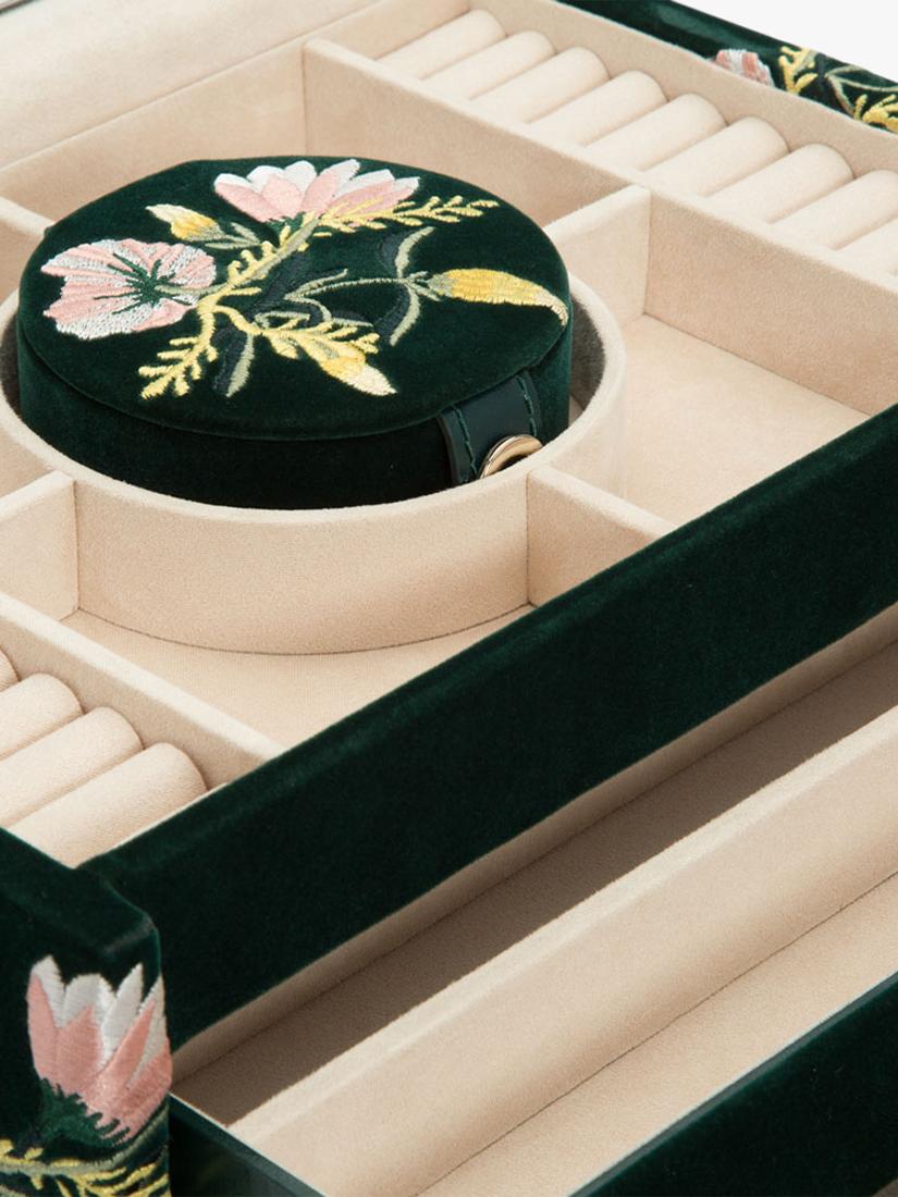 WOLF Zoe velvet jewellery box medium embroidered floral (British brand)