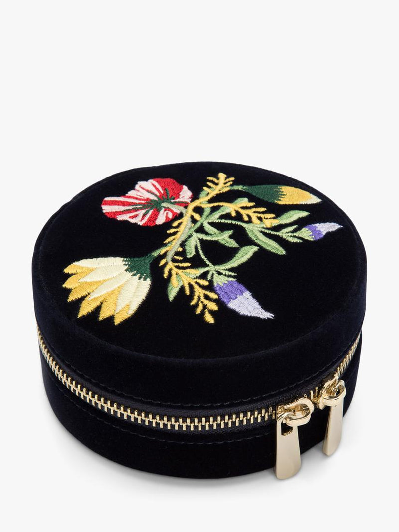WOLF Zoe Velvet Round travel jewellery case, UK version