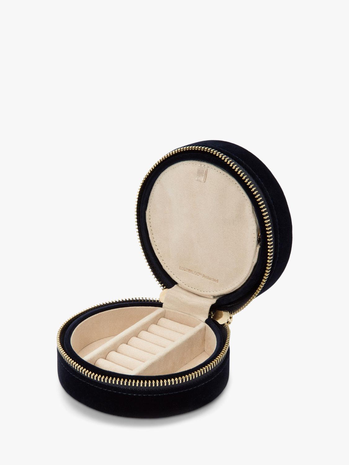 WOLF Zoe Velvet Round travel jewellery case, UK version