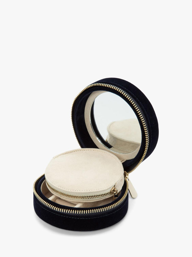WOLF Zoe Velvet Round travel jewellery case, UK version
