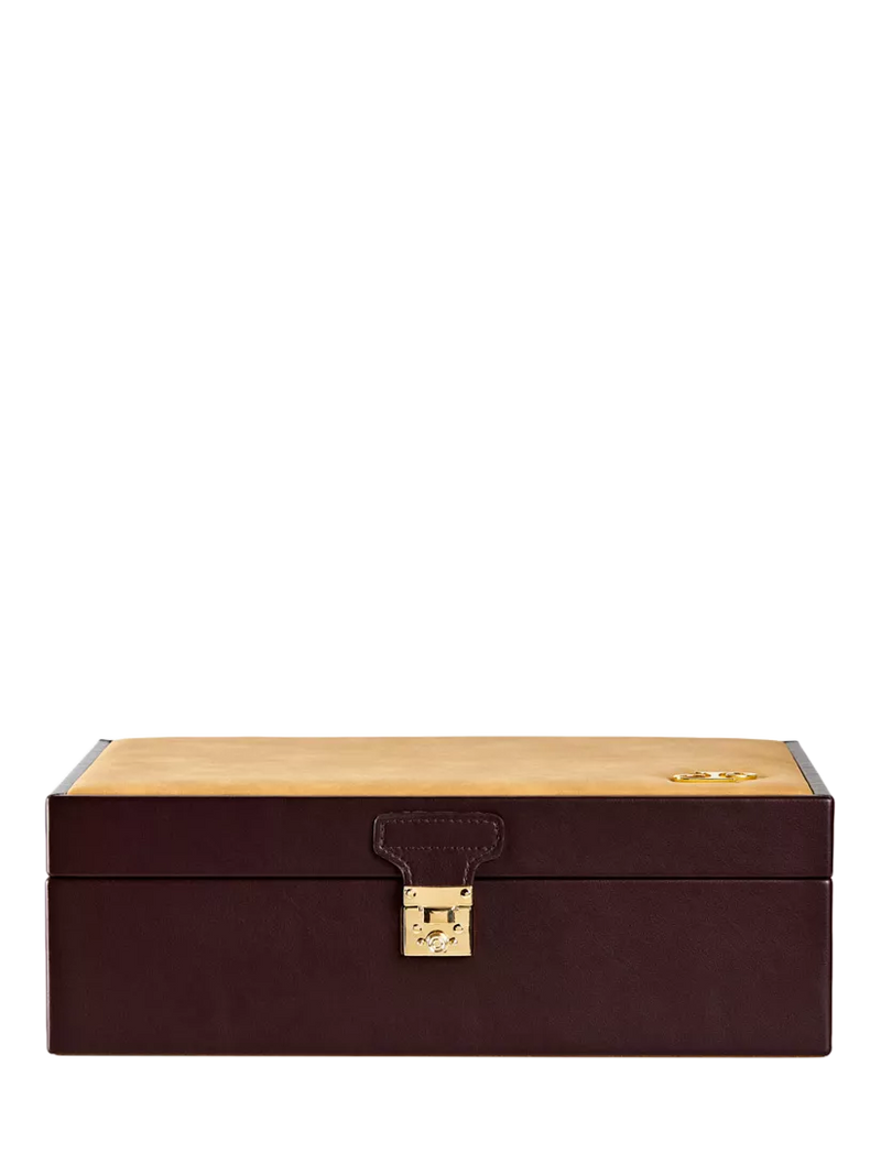 WOLF vegan leather watch and jewellery box chestnut, imported from the UK